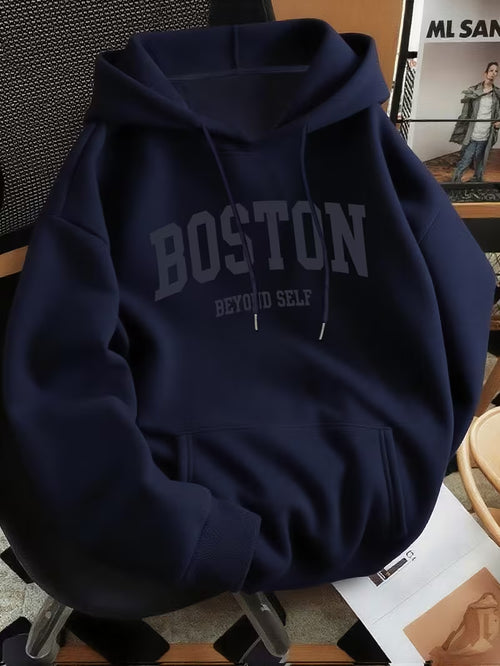 Men's Boston Lettering Premium Hoodie