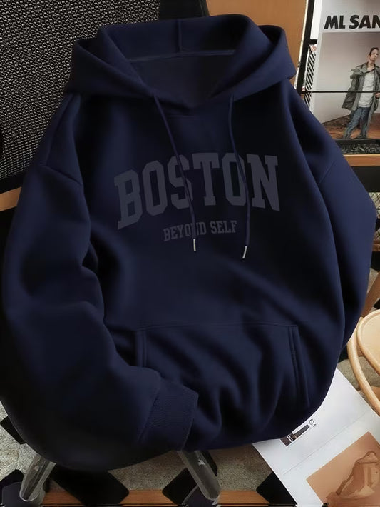 Men's Boston Lettering Premium Hoodie