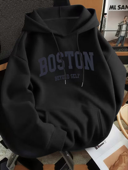 Men's Boston Lettering Premium Hoodie