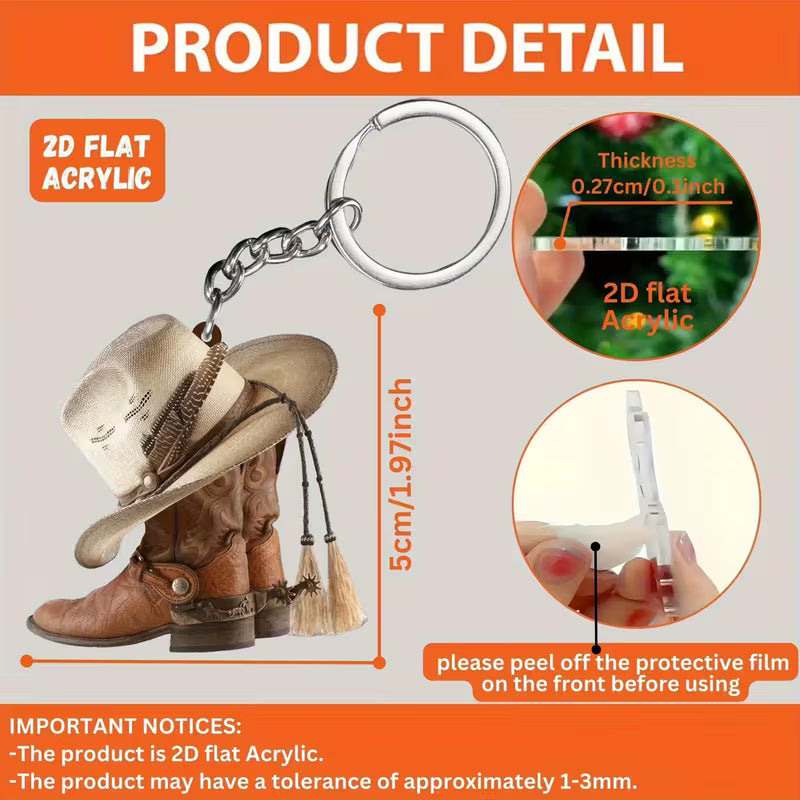 2D Flat Retro Western Cowboy Boot