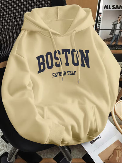 Men's Boston Lettering Premium Hoodie