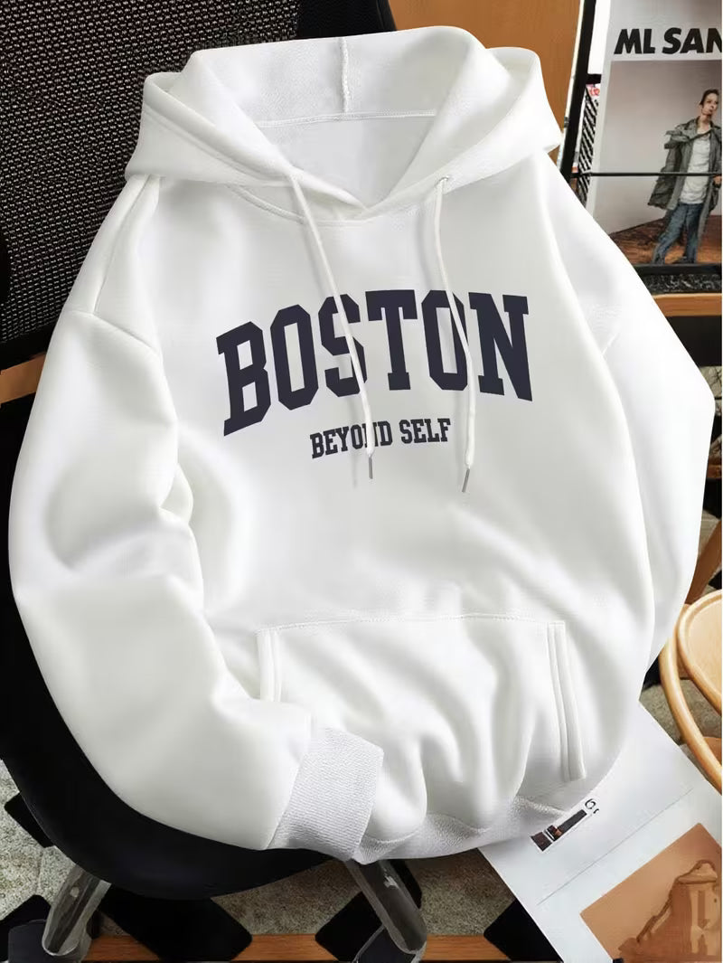 Men's Boston Lettering Premium Hoodie