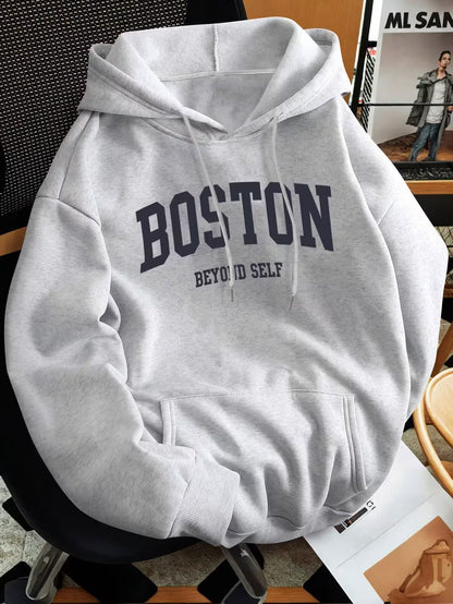 Men's Boston Lettering Premium Hoodie