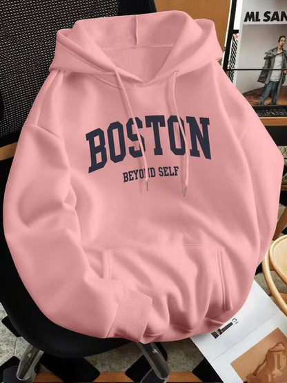 Men's Boston Lettering Premium Hoodie