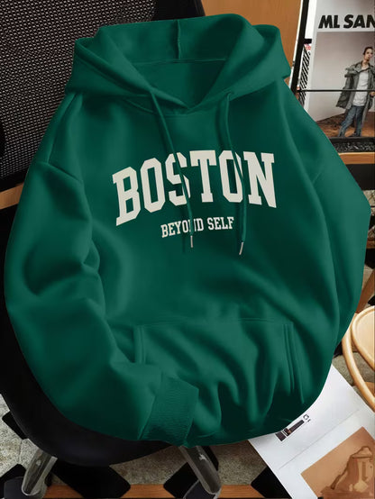 Men's Boston Lettering Premium Hoodie