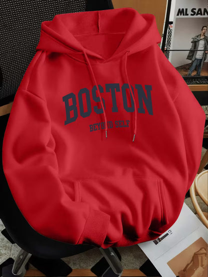 Men's Boston Lettering Premium Hoodie