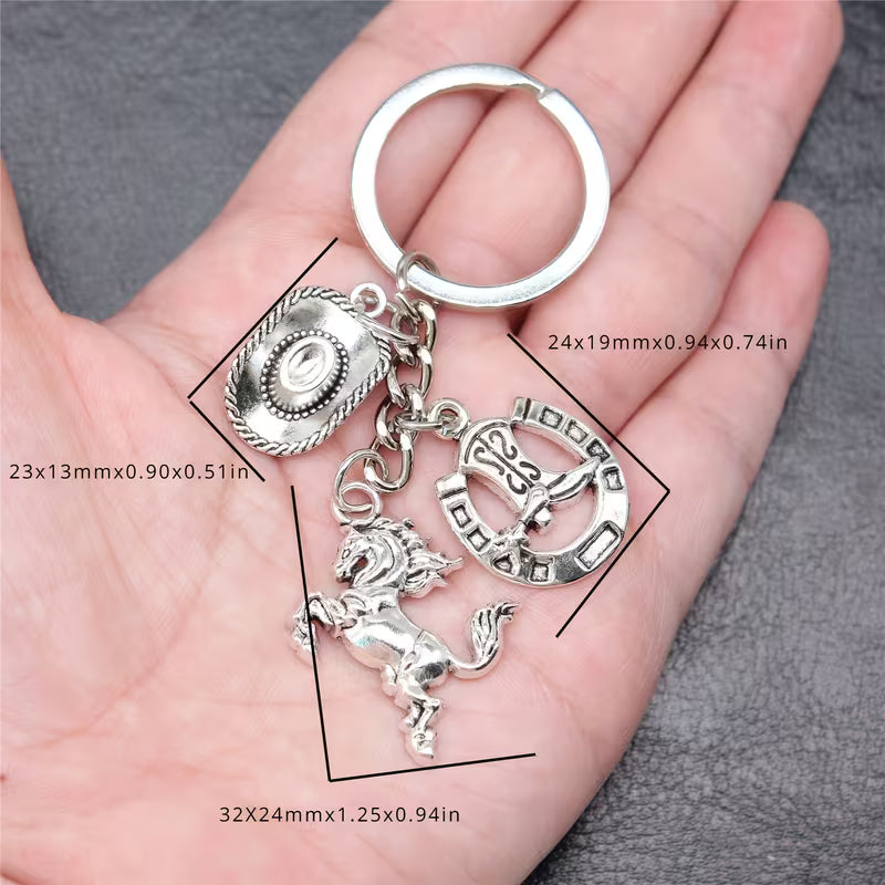 Cowboy Hats, Horse Hooves And Boots Keychain For Men